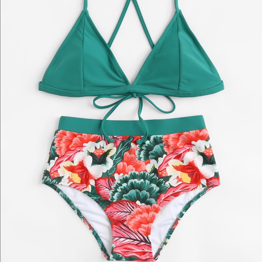 Tie Back Flower Print Bikini Set